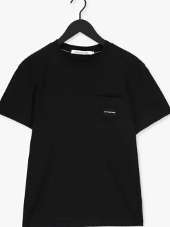 zwarte calvin klein t-shirt mix media mesh pocket tee
