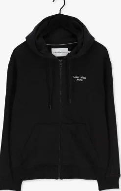 zwarte calvin klein vest stacked logo zip-through