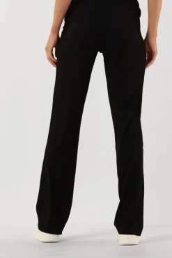 zwarte calvin klein wijde broek shiny rib wide leg pants