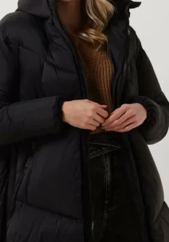 zwarte canadian gewatteerde jas eugenie recycled long