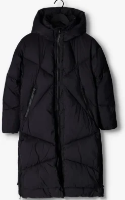 zwarte canadian gewatteerde jas eugenie recycled long