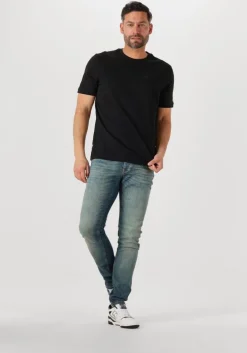 zwarte cast iron t-shirt crewneck regular fit interlock essential