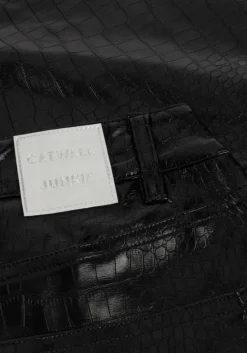 zwarte catwalk junkie minirok short textured vegan leather skirt