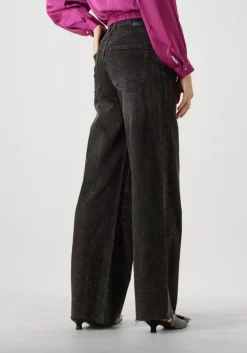 zwarte catwalk junkie straight leg jeans loose fit jeans with metallic strass