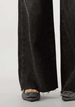 zwarte catwalk junkie straight leg jeans loose fit jeans with metallic strass
