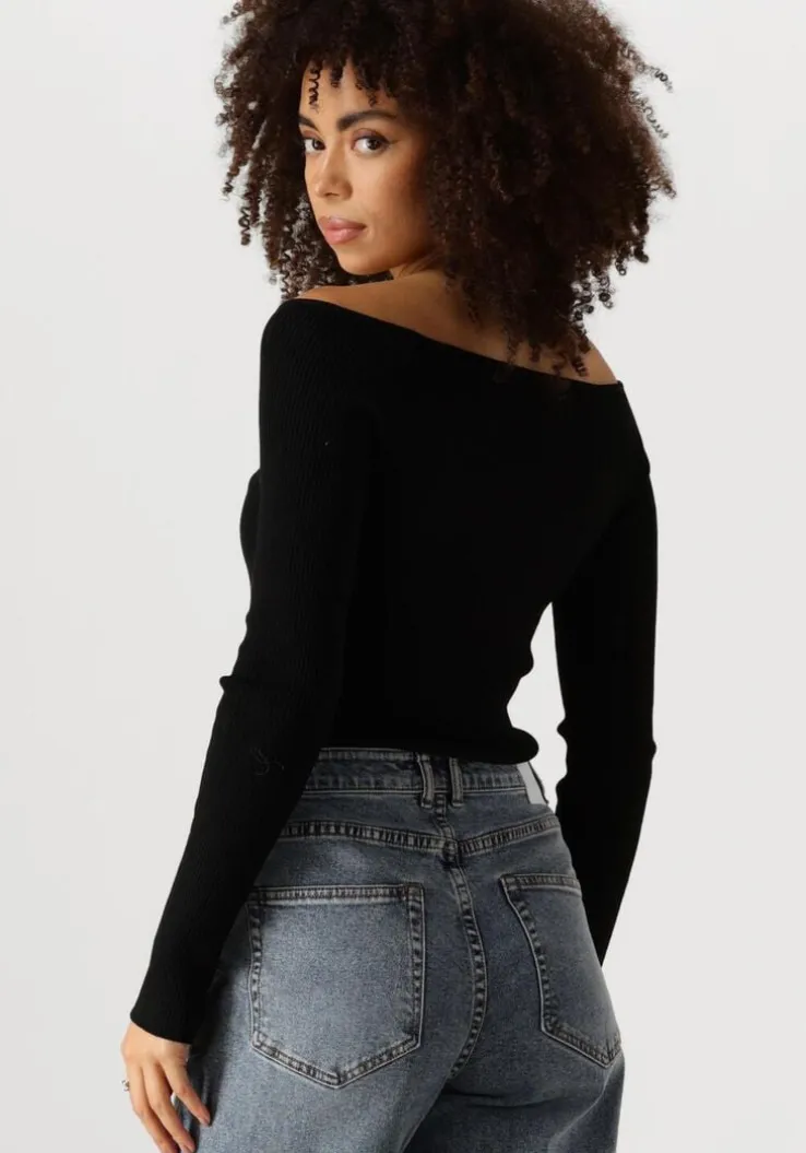 zwarte catwalk junkie tops & t-shirts rib v-neck knit