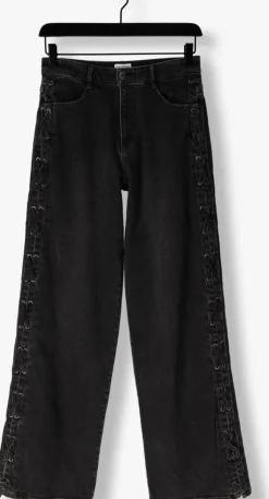 zwarte catwalk junkie wide jeans loose fit jeans with lace detail