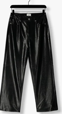 zwarte catwalk junkie wijde broek loose fit textured vegan leather trousers