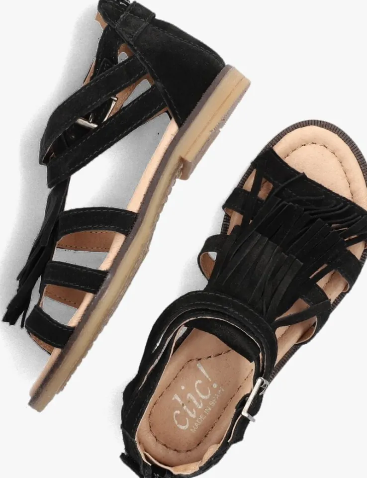 zwarte clic! platte sandalen 8909