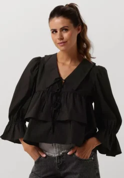 zwarte co'couture blouses co crisp collor blouse
