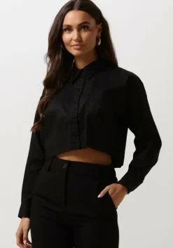 zwarte co'couture blouses cotton crisp cropped shirt