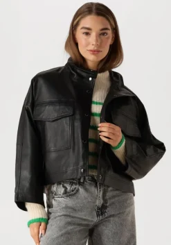 zwarte co'couture jassen phoebecc leather box jacket