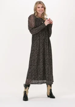 zwarte co'couture maxi jurk mesh flower smock dress