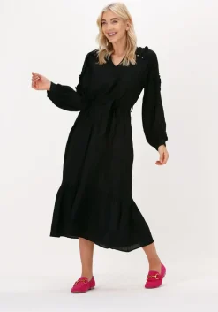 zwarte co'couture midi jurk petra frill dress