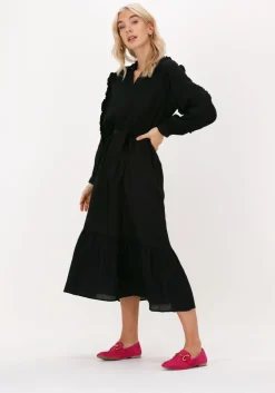 zwarte co'couture midi jurk petra frill dress