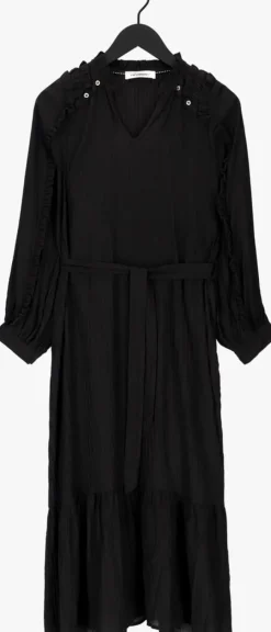 zwarte co'couture midi jurk petra frill dress