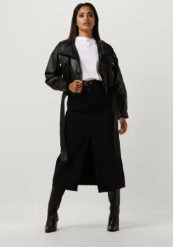 zwarte co'couture midirok vika slit demin skirt