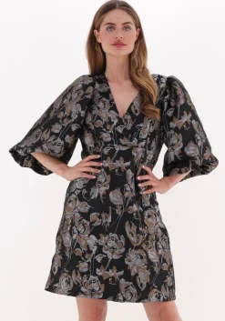 zwarte co'couture mini jurk stella jacquard v-dress