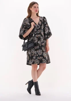 zwarte co'couture mini jurk stella jacquard v-dress