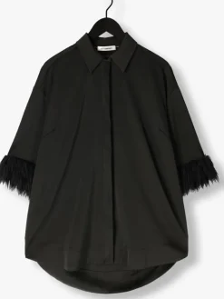 zwarte co'couture mini jurk adna cc feather shirt