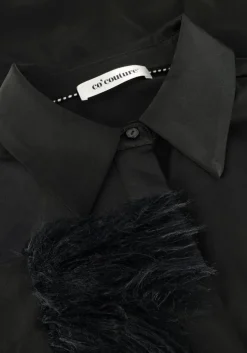 zwarte co'couture mini jurk adna cc feather shirt