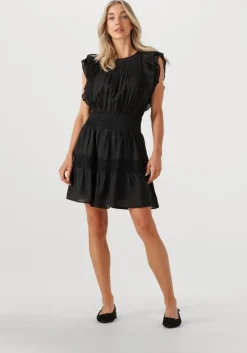 zwarte co'couture mini jurk callumcc frill pintuck dress
