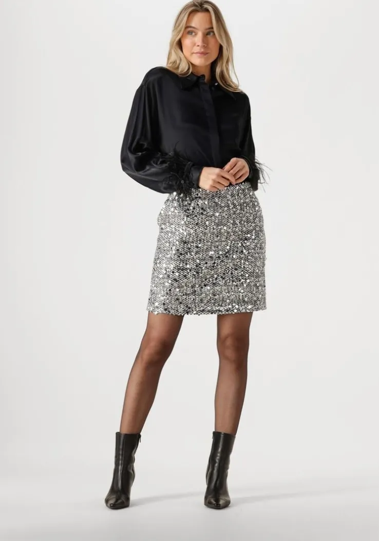 zwarte co'couture minirok boucle cc sequin mini skirt