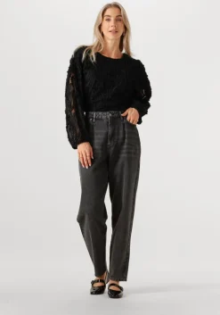 zwarte co'couture mom jeans vika pleat long jeans