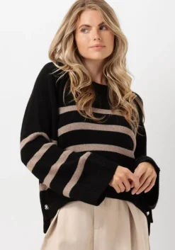 zwarte co'couture truien/vesten maja button stripe