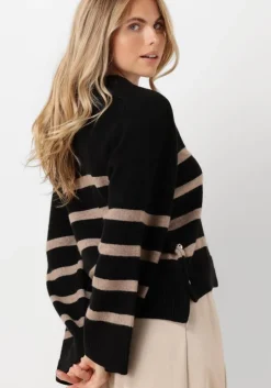 zwarte co'couture truien/vesten maja button stripe