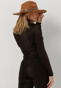 zwarte colourful rebel coltrui neyo metallic stripe turtleneck top