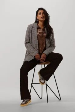 zwarte colourful rebel flared broek jolie metallic stripe flare pants