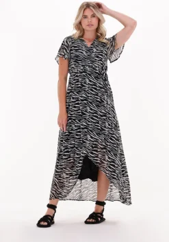zwarte colourful rebel maxi jurk felin zebra maxi wrap dress
