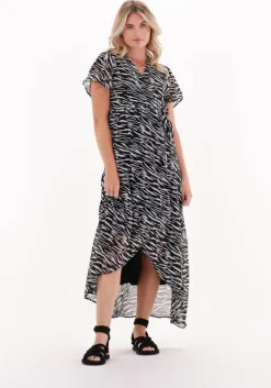 zwarte colourful rebel maxi jurk felin zebra maxi wrap dress