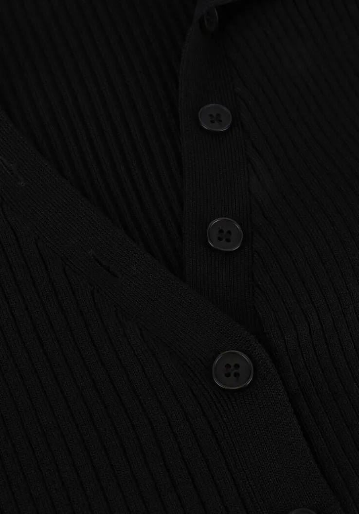 zwarte colourful rebel tops & t-shirts nori fine knit cropped longsleeve polo