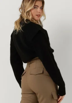 zwarte colourful rebel trui toby sleeve detail knitwear sweater