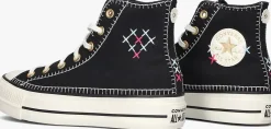 zwarte converse hoge sneakers chuck taylor all star lift crafted stitching