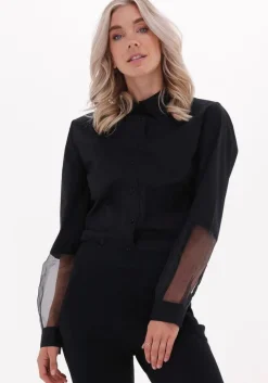 zwarte 10days blouses contrast organza shirt poplin