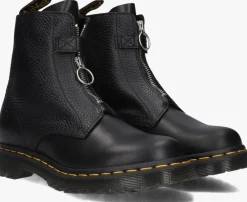 zwarte dr martens enkelboots 1460 pascal front zip