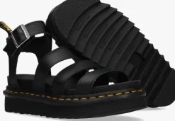 zwarte dr martens platte sandalen blaire brando