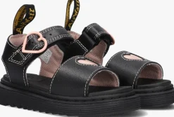 zwarte dr martens platte sandalen marlowe hearts k