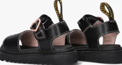 zwarte dr martens platte sandalen marlowe hearts k