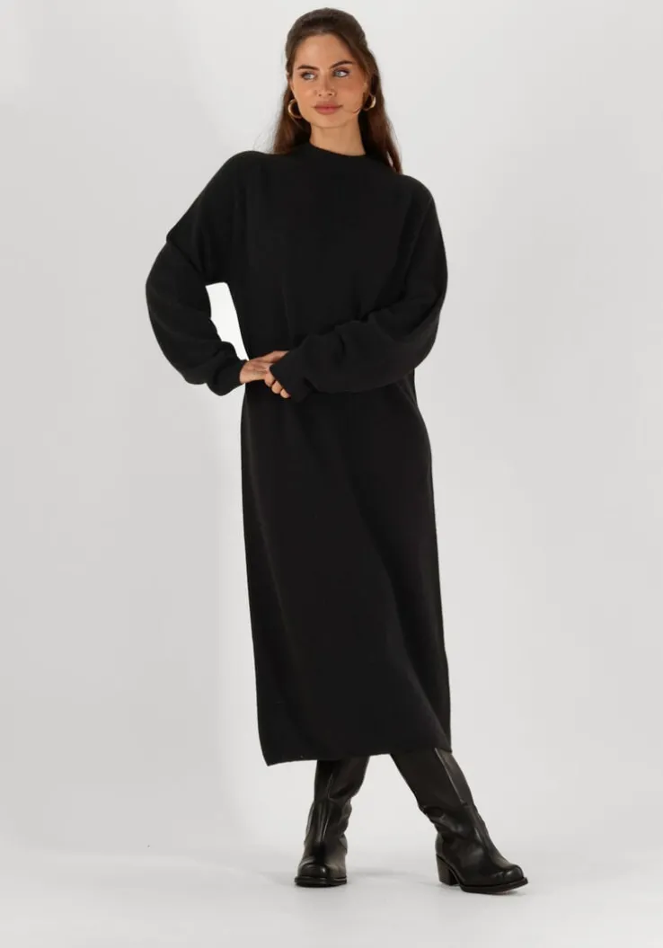 zwarte drykorn midi jurk antona