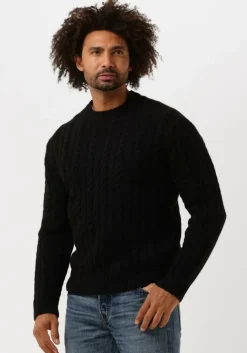 zwarte edwin trui twisted crew neck sweater