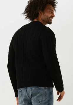 zwarte edwin trui twisted crew neck sweater