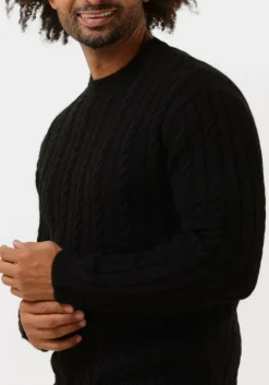 zwarte edwin trui twisted crew neck sweater