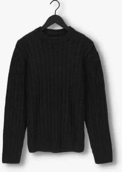 zwarte edwin trui twisted crew neck sweater