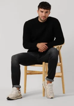 zwarte edwin trui twisted crew neck sweater