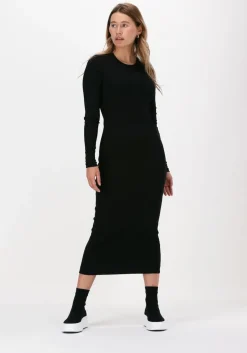 zwarte envii midi jurk enally ls dress 5314