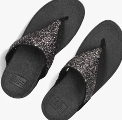 zwarte fitflop slippers lulu glitter toe-post